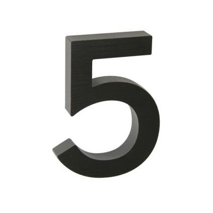 Domovní číslo "5", RN.100LV, broušené, černá
